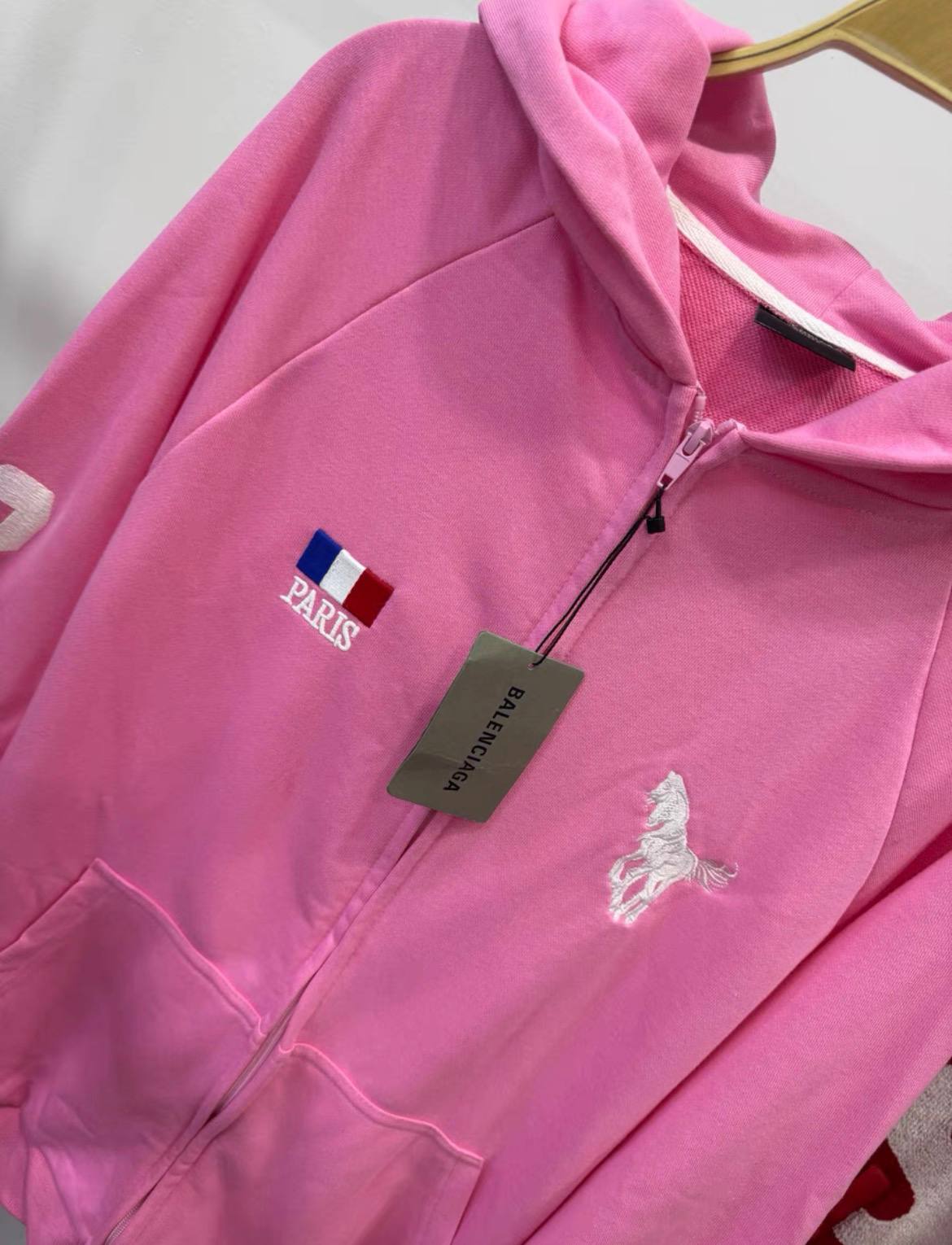 BALENCIAGA PINK ZIP UP HOODIE