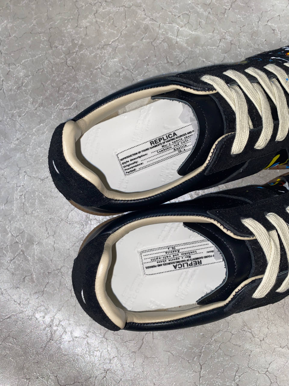 MAISON MARGIELA REPLICA PAINT BLACK SHOES