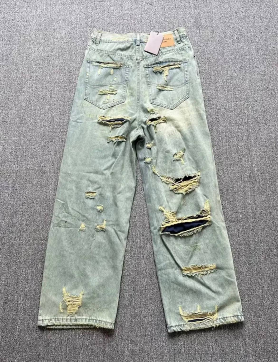 BALENCIAGA BAGGY DISTRESSED JEANS