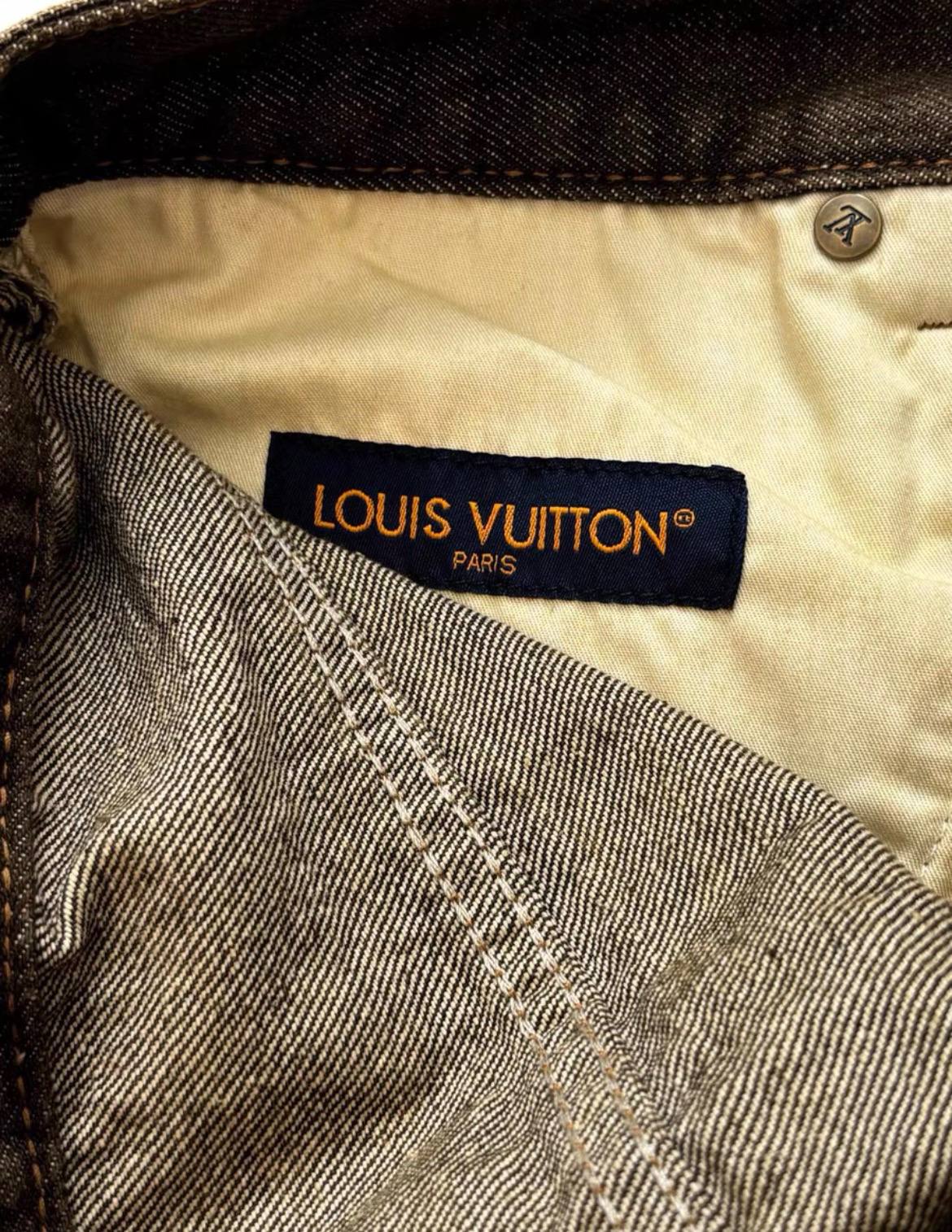 LOUIS VUITTON COFFE INDIGO DENIM SKATE PANTS