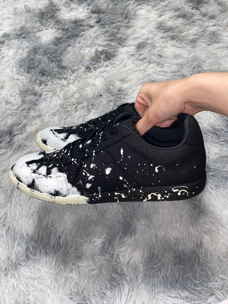 MAISON MARGIELA REPLICA PAINT BLACK WHITE SNEAKERS